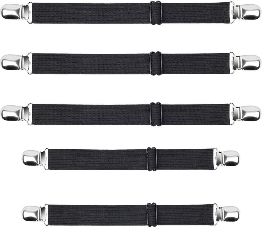 Ibenzoa Tafelkleedklemmen Set Onzichtbare Tafelkleedhouders voor Binnen en Buiten Verstelbare Elastische Clips 5 Stuks