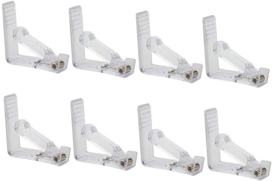 Tafelklemmen Set van 8 transparante klemmen voor tafelkleed Kunststof tafelkleedhouder met veer Geschikt voor tafelbladen tot 45 cm breed