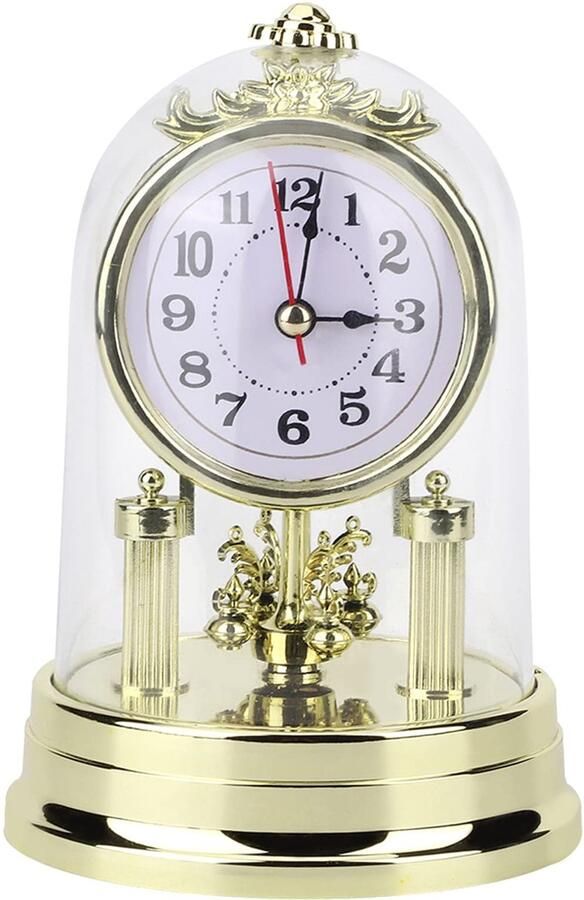 Tafelklokken Retro Antieke Vintage Metalen Tafelklokken Klassieke Retro Stille Tafelklok voor Thuis Bureau Plank Woonkamer Decoratie(Goud)
