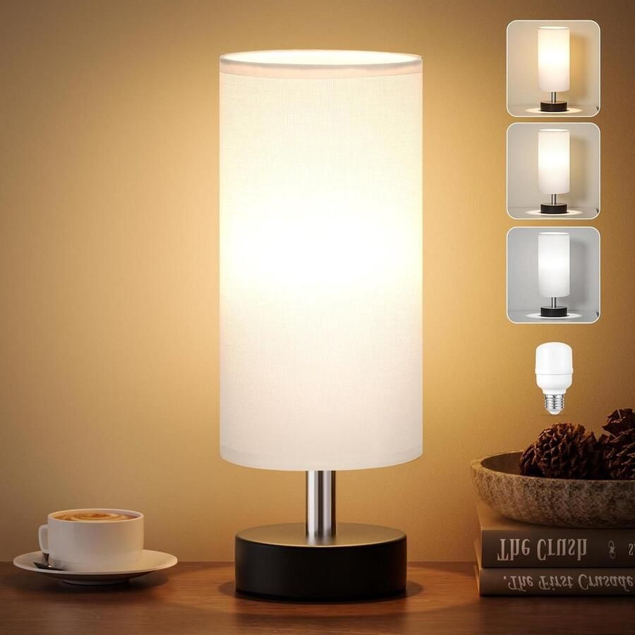 Tafellamp klein wit met kabelschakelaar voor nachtkastje woonkamer slaapkamer kantoor kinderkamer (lamp niet inbegrepen)