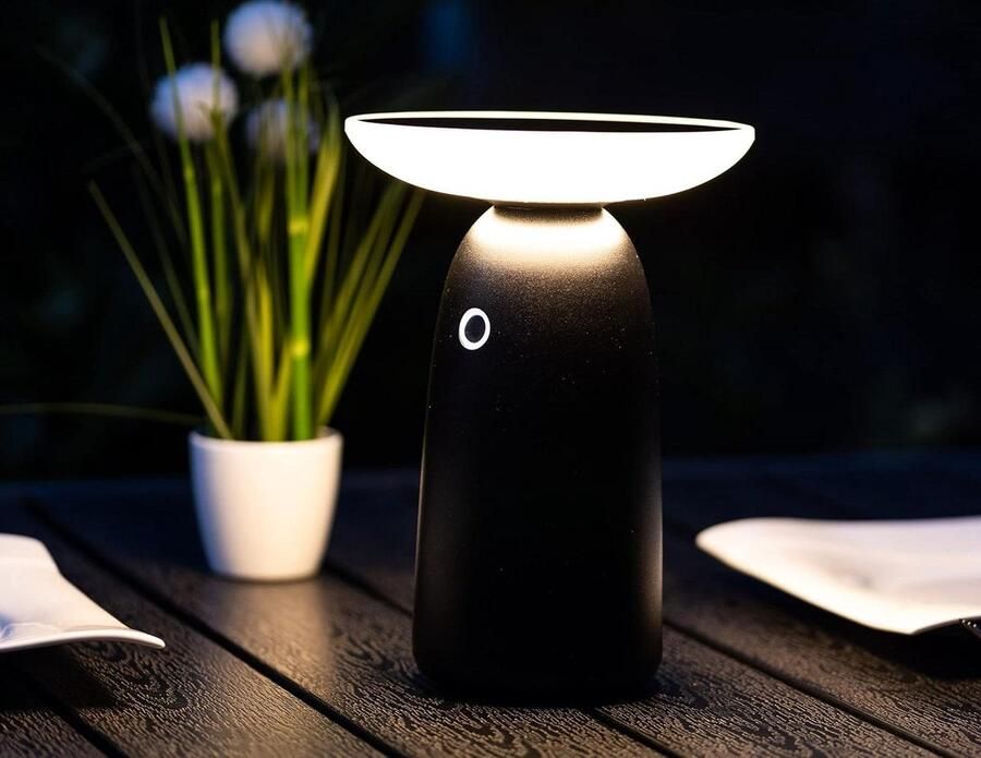 Tafellamp op zonne-energie met accu 225 cm dimbaar USB-C schemeringssensor warmwit