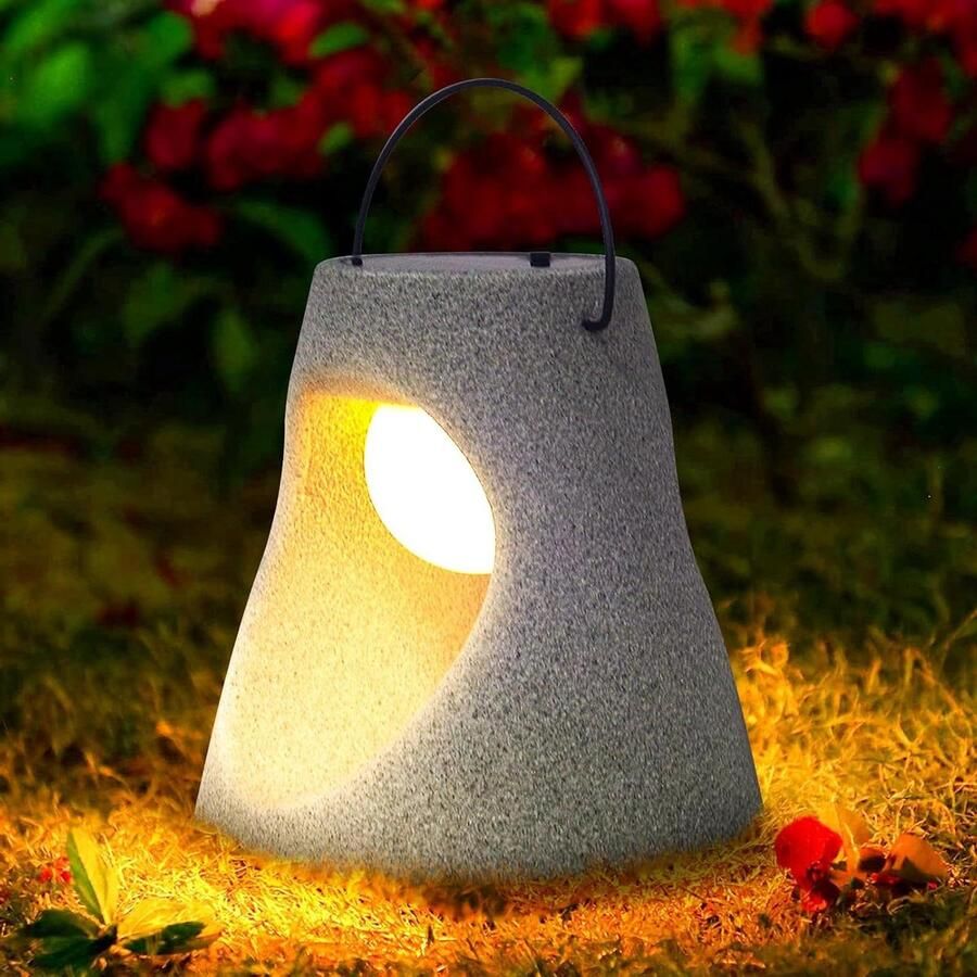 Tafellamp op zonne-energie met lichtsensor warmwit draadloos draagbaar oplaadbaar IP44 waterdicht terras camping tuin balkon