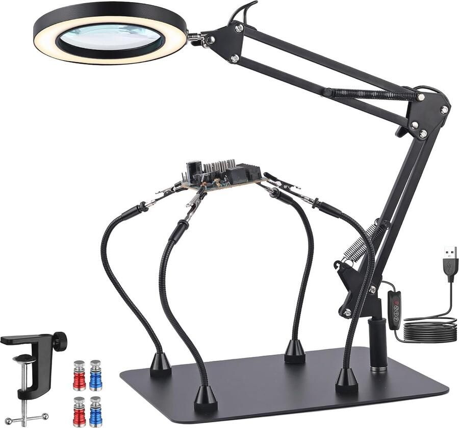 Tafelloeplamp met Vergrootglas en Verlichting 8x Set