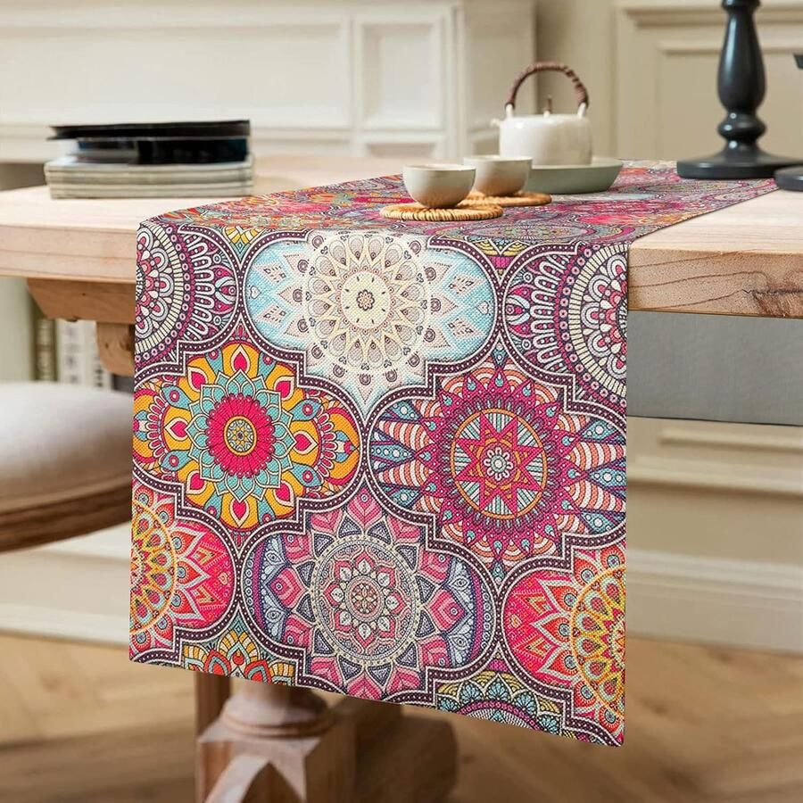 Tafelloper Boheems Design Uniek en Kleurrijk 1 stuk 40 x 140 cm