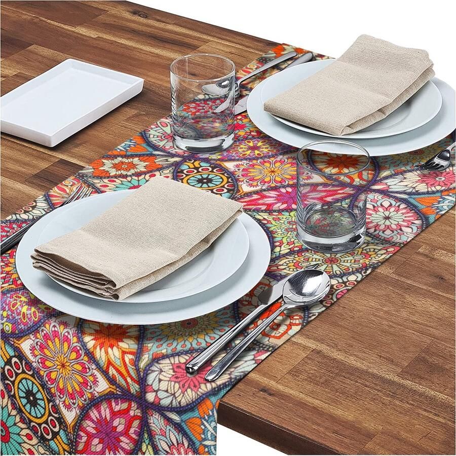 Tafelloper Boheems Design Uniek en Kleurrijk 1 stuk 40 x 140 cm Linnen