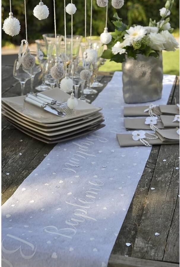 Tafelloper Doop Wit 1 stuk Stof 30 cm x 5 m