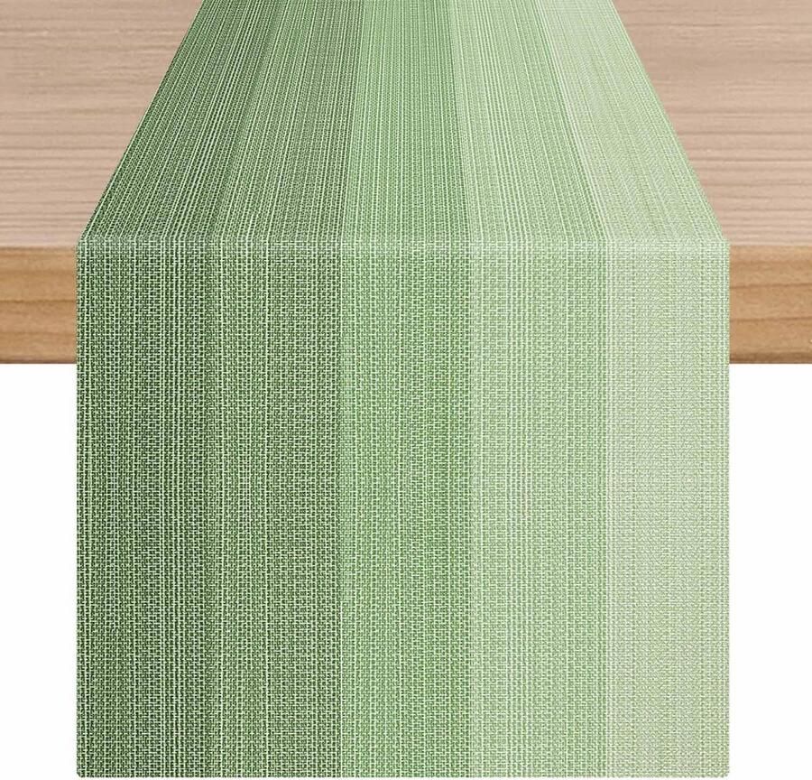 Tafelloper duurzaam polyester 1 stuk gestreept design 33 x 183 cm