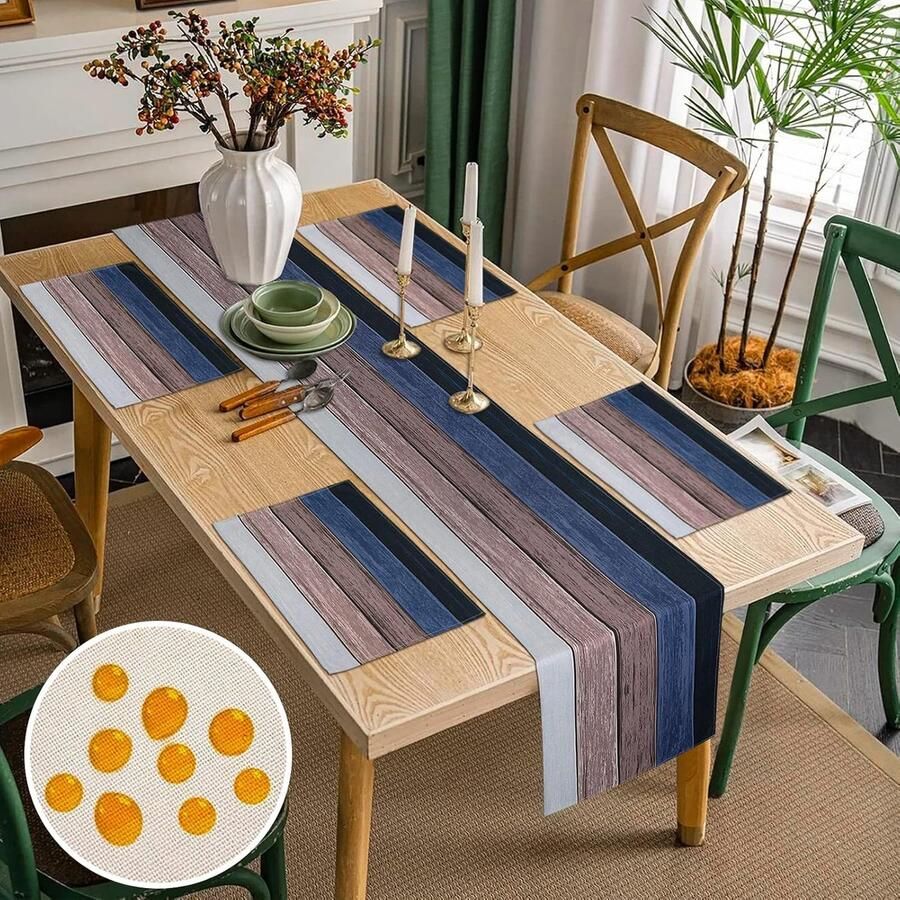 Tafelloper en placematset Boerderijstijl 1 stuk Waterdicht 40 x 140 cm