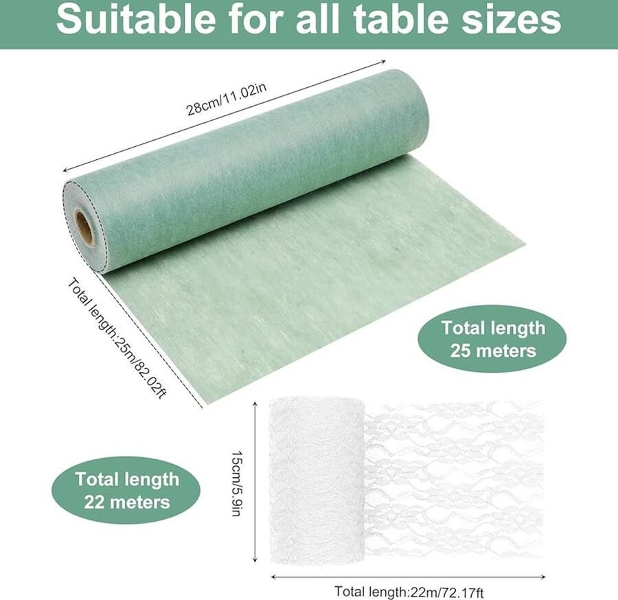 Tafelloper Eucalyptus Groen Feestdecoratie 1 stuk Vliesstof 28cmx25M