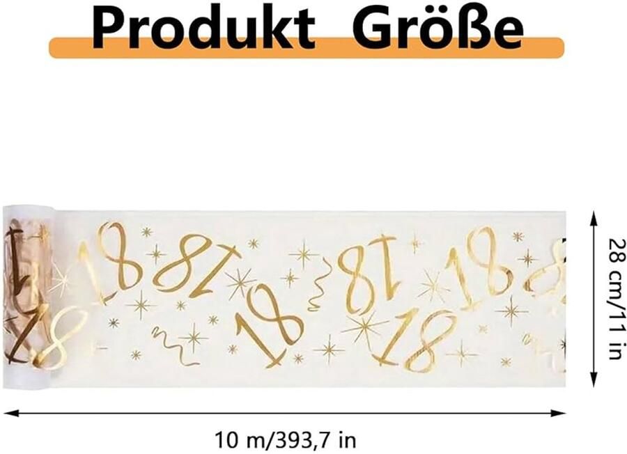 Tafelloper Happy Birthday Goud 10 m x 28 cm Polyester