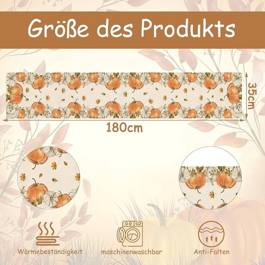 Tafelloper herfst decoratie voor binnen en buiten 1 stuk katoen en polyester 35 x 180 cm