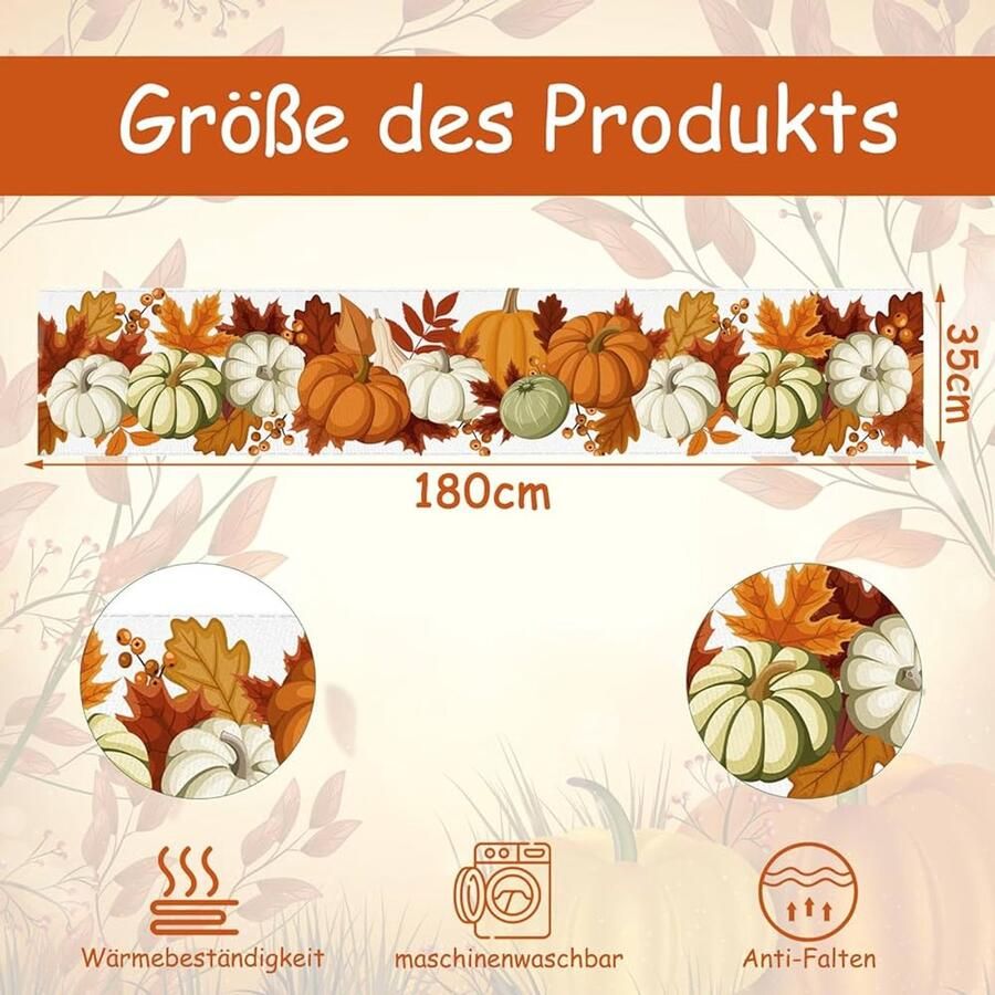 Tafelloper herfst decoratie voor binnen en buiten 1 stuk katoen en polyester 35 x 180
