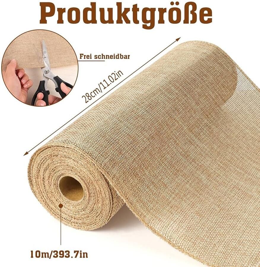 Tafelloper jute beige linnen 28 cm x 10 m