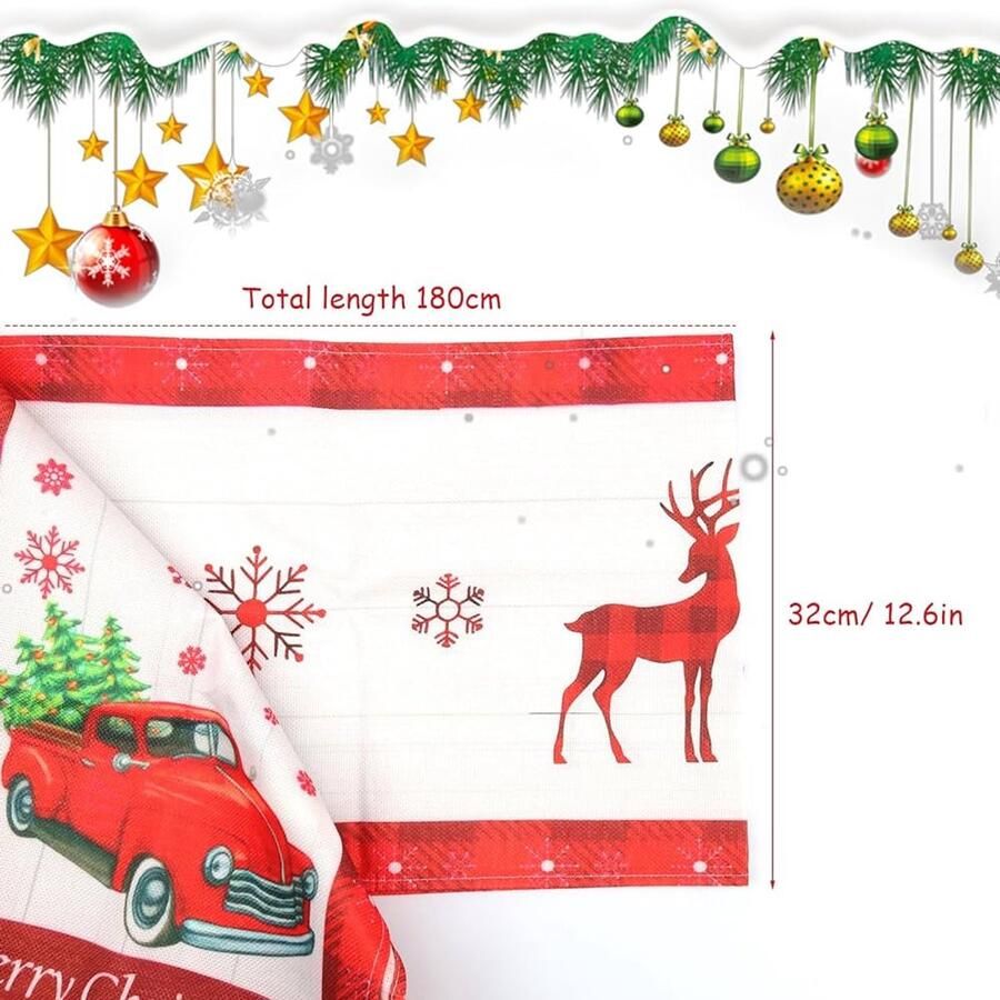 Tafelloper Kerstmis Rood elandmotief Set van 2 32 x 180 cm