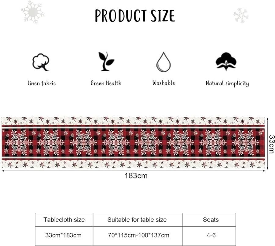 Tafelloper Kerstmis sneeuwvlok winter tafelloper 1 stuk 33 x 183 cm