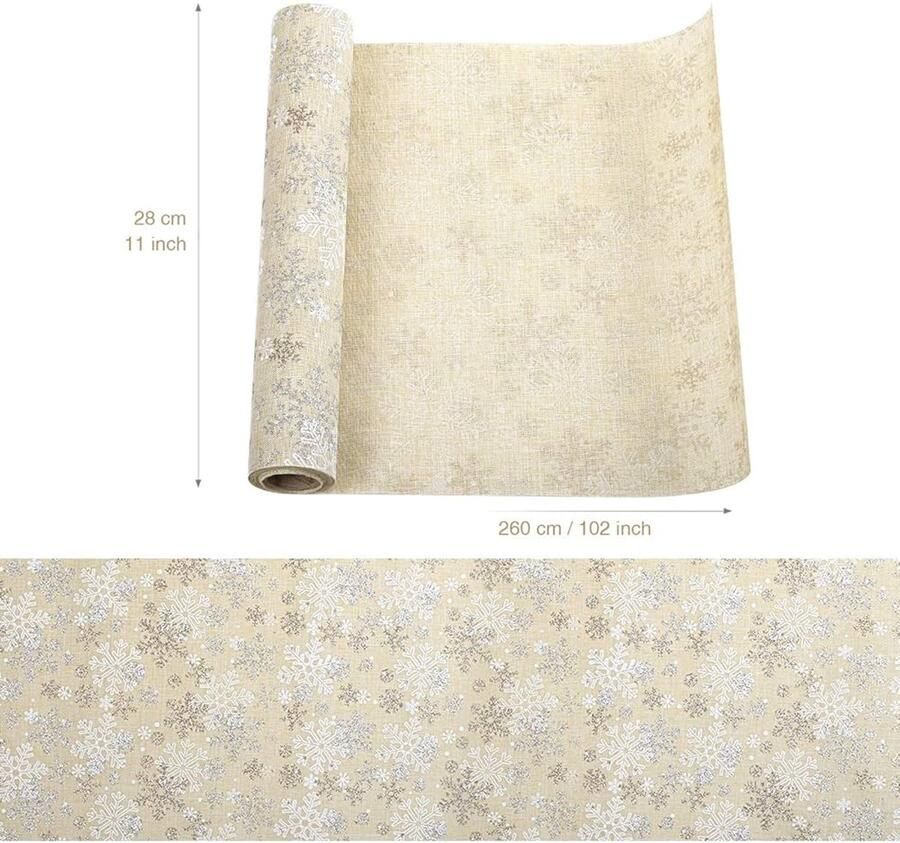 Tafelloper Kerstmis sneeuwvlokken moderne kerstdecoratie 1 stuk wit 270 x 30 cm