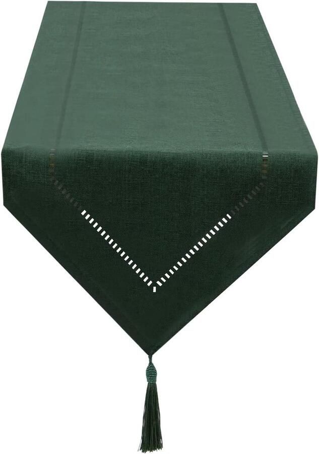 Tafelloper linnen donkergroen modern en onderhoudsvriendelijk 1 stuk 32 x 275 cm