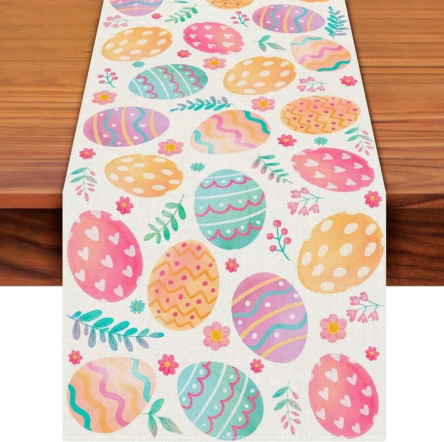Kleurige Tafelloper Met Paasmotief Decoratief Voor Lentedagen 1 stuk 183 x 33 cm