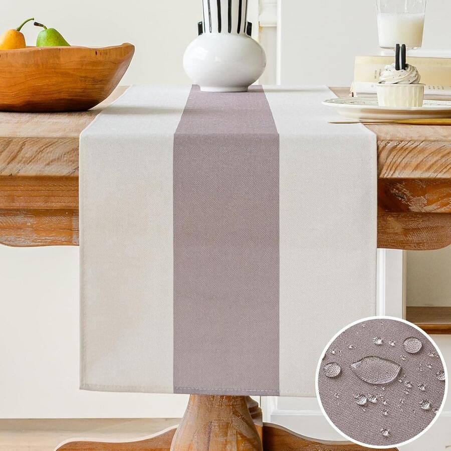 Tafelloper moderne decoratie 1 stuk beige linnen 33 x 120 cm
