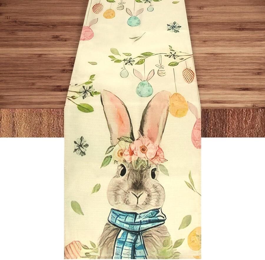 Tafelloper Pasen Schattig ontwerp Set van 3 Linnen 32x225 cm