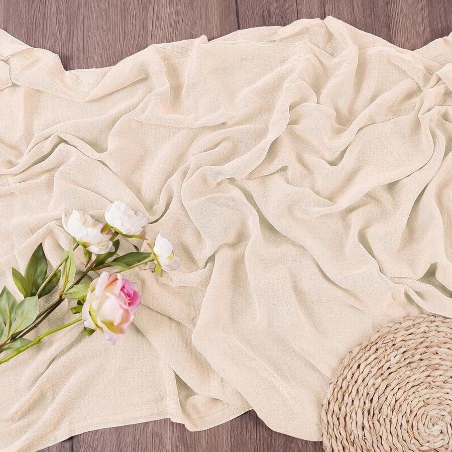 Tafelloper van kaasdoek Lange tafelloper voor speciale gelegenheden Beige