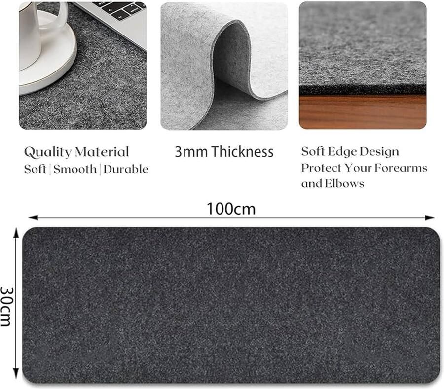 Tafelloper van vilt donkergrijs 30 x 100 cm