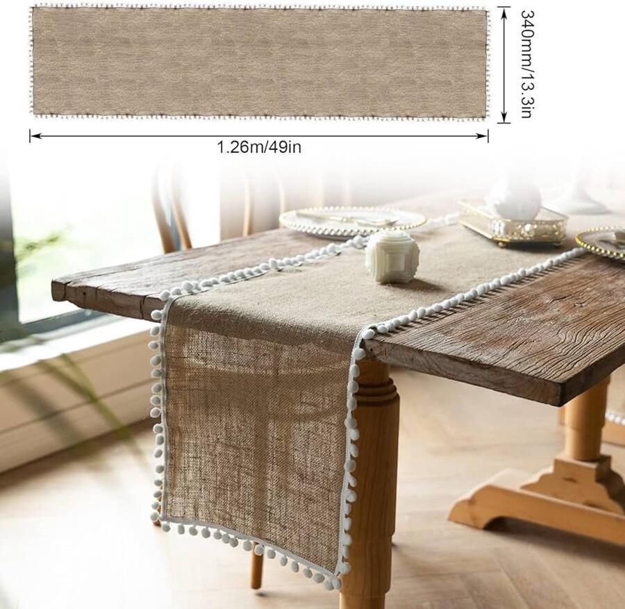 Tafelloper Vintage Geel Jute 30 x 120 cm