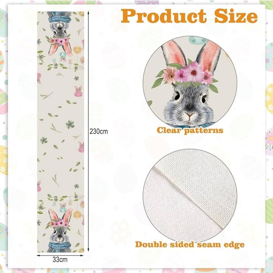 Tafelloper voor Pasen wasbaar 1 stuk rood linnen 33 x 230 cm