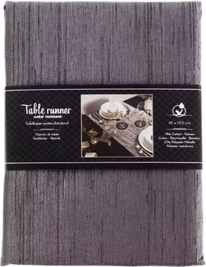 Tafelloper Zilver Grijs deftig en feestelijk hoge kwaliteit subtiel glans glitter katoen