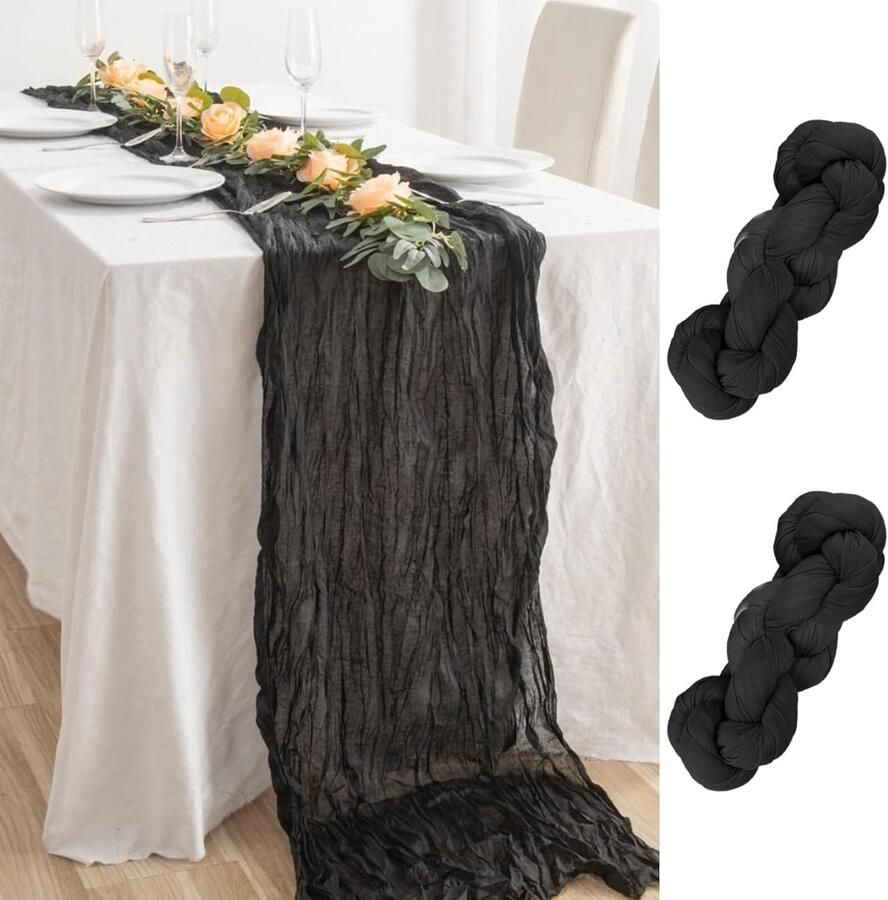 Tafelloper zwart stijlvol en elegant 1 stuk