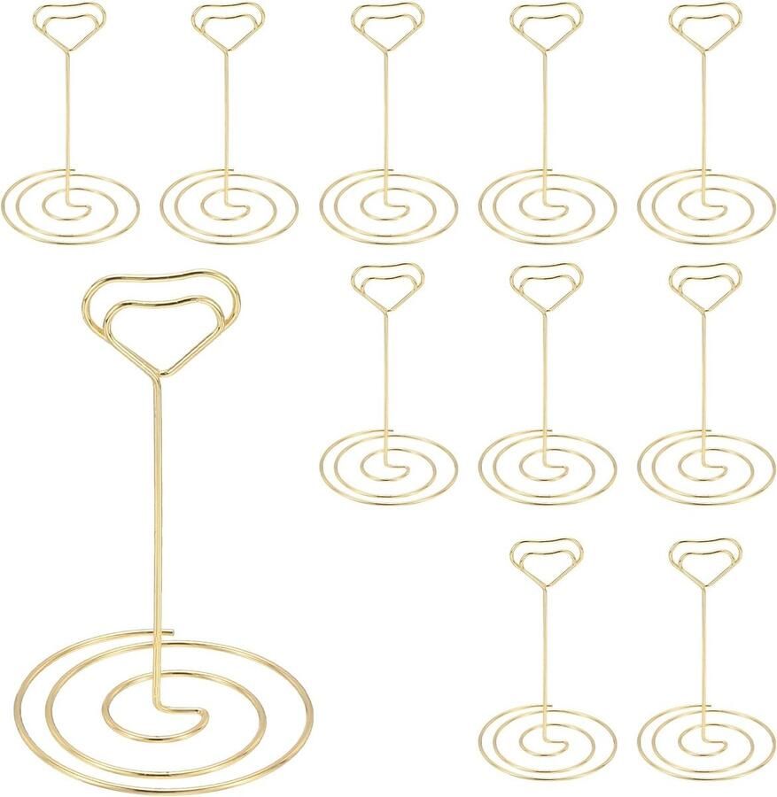 Tafelnummerhouders 10 stuks 120 mm Hartvorm Plaatskaarthouders Draadfotohouders Memohouders Geschikt voor tafels feesten restaurantdecoraties bruiloften Goud