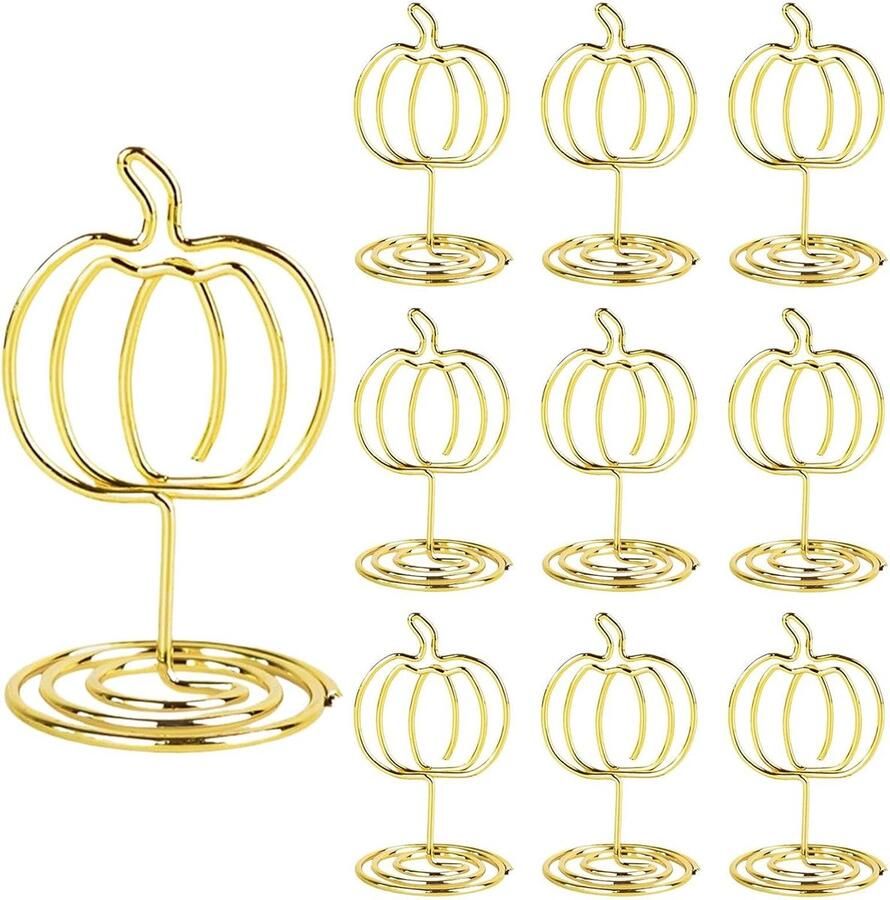 Tafelnummerhouders Pompoen Fotohouders Voor Tafels 10 Stuks Tafeldecoratie Metalen Klemmen voor Verjaardagen Thanksgiving Voedselborden en Memoblaadjes