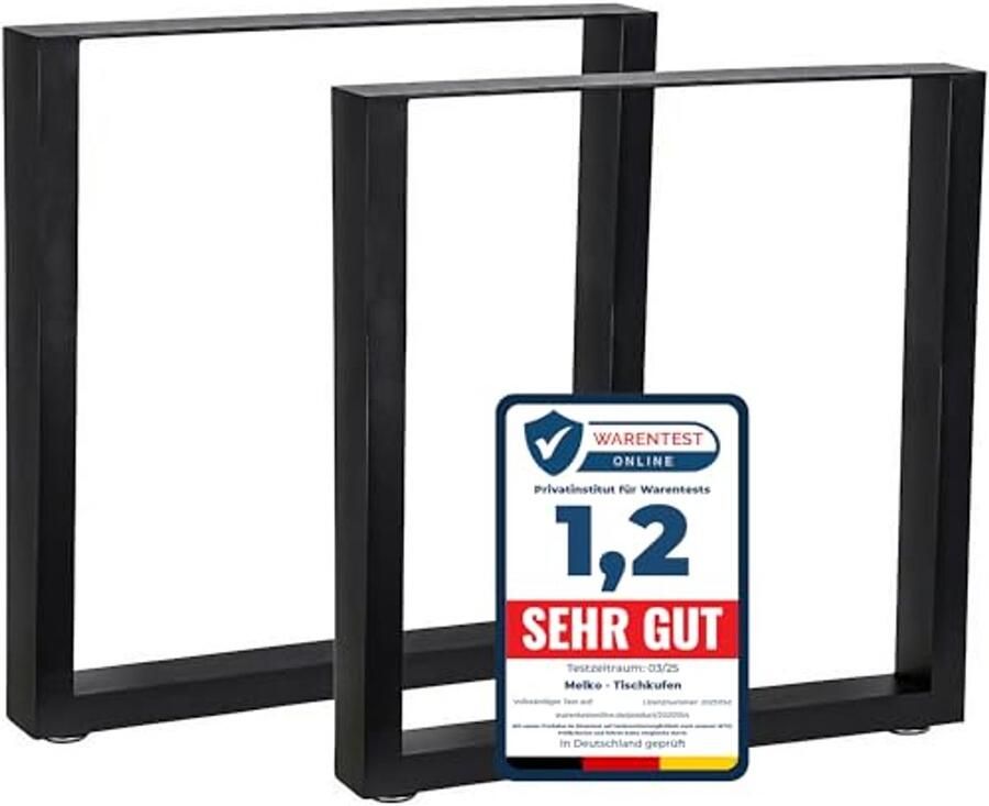 Tafelonderstel van vierkante profielen 2 stuks 80 x 40 mm diepzwart incl. vloerbeschermers