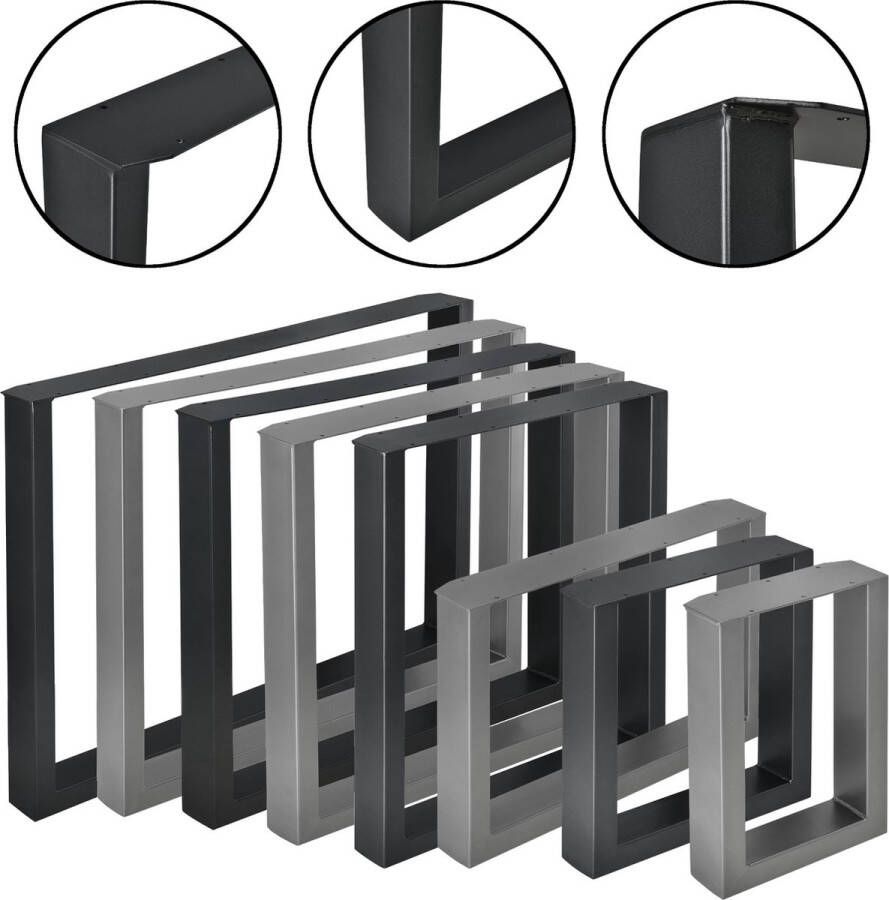 Unbranded Tafelpoot Harvie Stalen Onderstel Set van 2 U Tafelpoot 80x72 cm Zwart - Foto 2