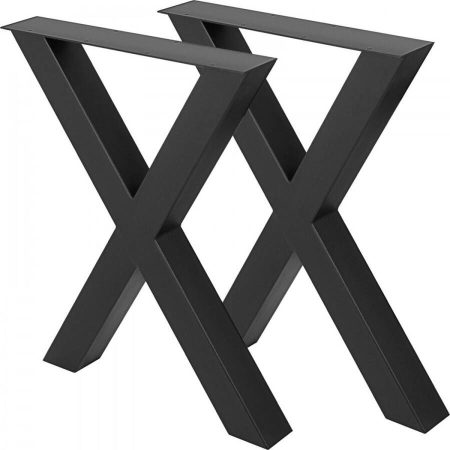 Tafelpoot Tafelpoten 23.6”X28.3” 2PC Table Leg X-Style Black Steel Dining Room Bench Legs Sofa Cabinet