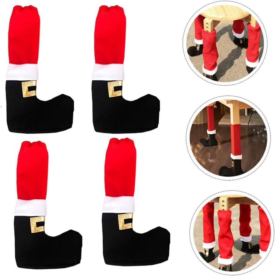 Tafelpoothoezen Kerstversiering Kerst tafelpootbeschermers Kerstaccessoires 4-pack tafelpootbeschermers 18*8 5*37cm geschikt voor feestversiering in restaurants hotels en thuisbijeenkomsten- Stoelpoothoezen Vloerbescherming
