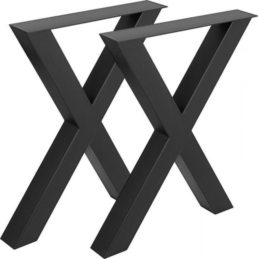 Tafelpoten 2 stuks 60x72cm -X-poot Zwart staal Voor eettafel of andere tafels
