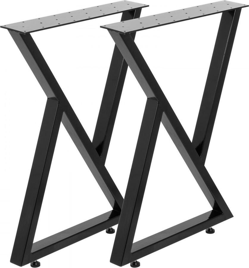Tafelpoten 2 Stuks Metaal Meubelpoten Modern Industrieel Zigzag Ontwerp Antislip Voeten 71cmx 51cm Zwart