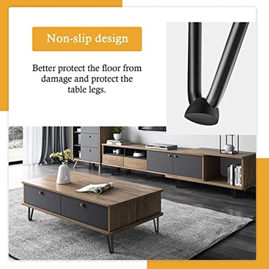 Tafelpoten 4 stuks Robuste hairpin meubelpoten Geschikt voor stalen tafels Inclusief schroeven en voetkussens