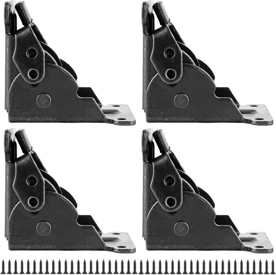 Tafelpoten met Inklapbare Scharnieren voor Meubels Verstelbare Hoek en Zelfborgend Ontwerp Set van 4 Stuks Zwart
