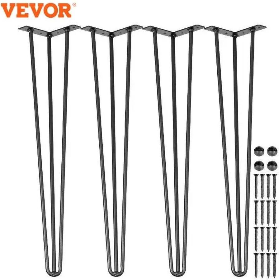 Roroa Tafelpoten Metaal Zwart Haarspeld Antislip 61 cm