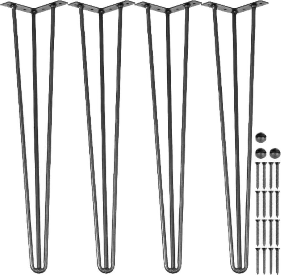 Tafelpoten Metaal Zwart Haarspeld Antislip 61 cm