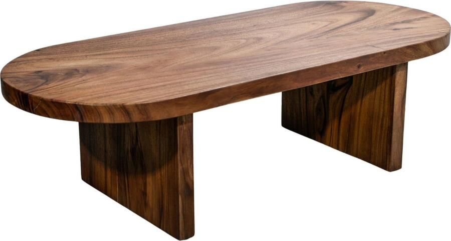 Tafels Salontafel Jamie Ovaal duurzaam mangohout handgemaakt hoogte 40 cm ronde vormen organisch geschikt voor gezinnen met jonge kinderen