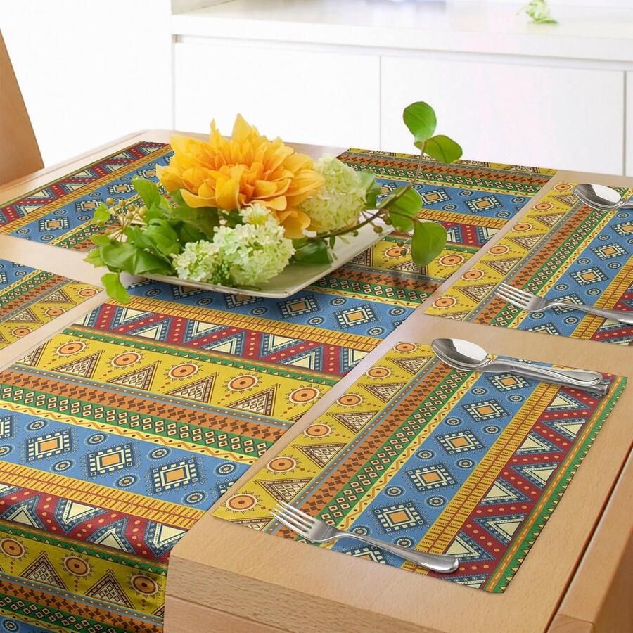 Tafelset met placemats en tafelloper 5 stuks polyester 40x180 cm