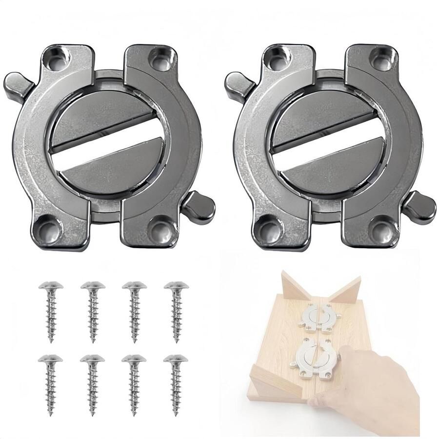 Tafelverbinders set van 2 stuks Eettafel Sloten Meubelverbinders voor Houten Tafelbladen Metaal Draaigreep Verbindingen voor Houten Platen Scheidbaar om Vast te Schroeven