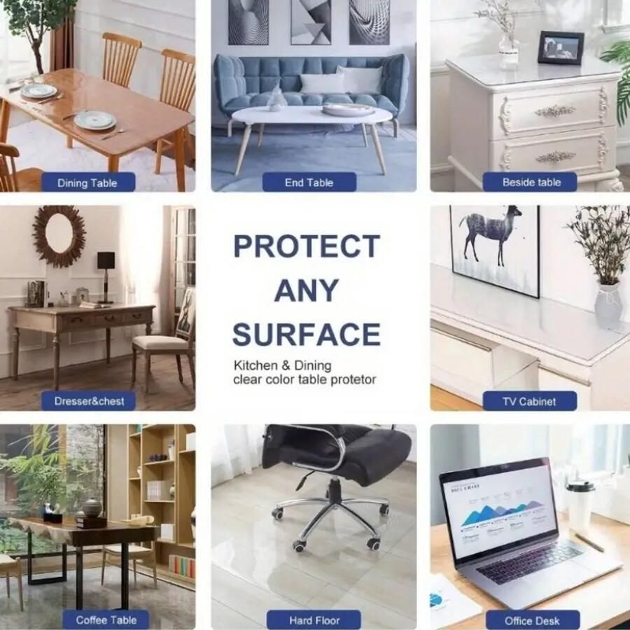 Tafelzeil . vloerbeschermer 120 x120 dik transparant 1.7 mm dik glashelder