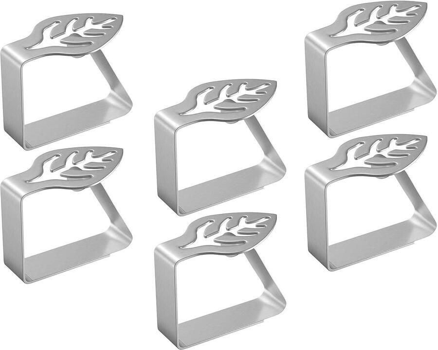 Taicols 6-pack tafelkleedklemmen van roestvrij staal tafelkleedklemmen roestbestendig antislip en winddicht tafelkleedklemmen van metaal tafelkleedklemmen voor picknicks feesten en restaurants (A)