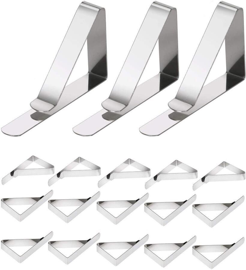 Tang Yuan 18 stuks tuintafelkleedklemmen roestvrijstalen tafelkleedklemmen verstelbare tafelkleedklemmen voor buitenpicknicks barbecues bruiloften en feesten (spiegel zilver) - Foto 2