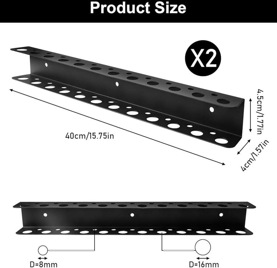 Tangenhouder wandhouder gereedschapsopslag set van 2 staal