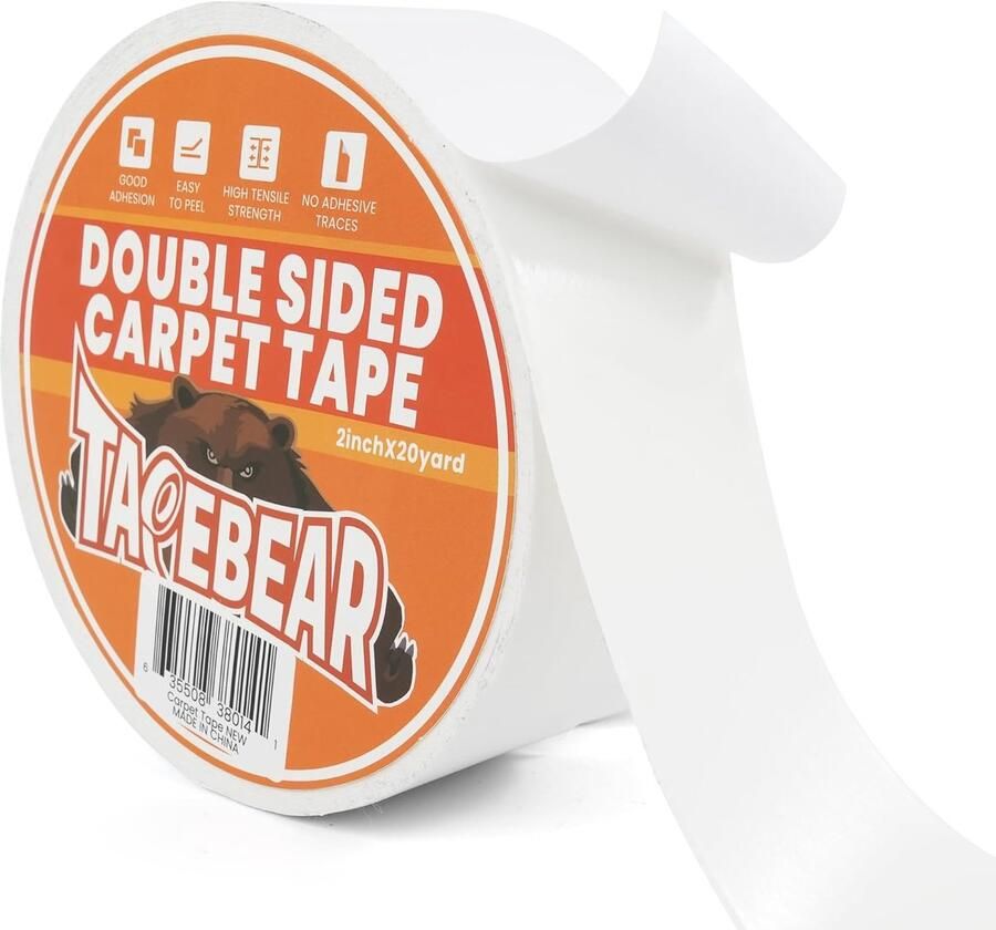 Tapebear Dubbelzijdige Tapijttape Extra Sterk 18m x 50mm Witte Tapijt